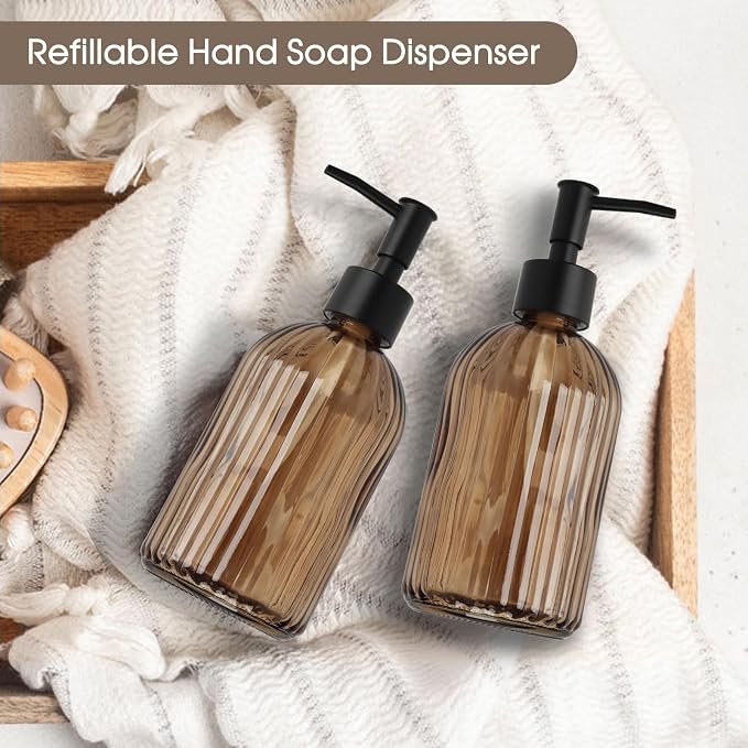 13.5oz Stripe Glass Soap Dispenser - Image 7