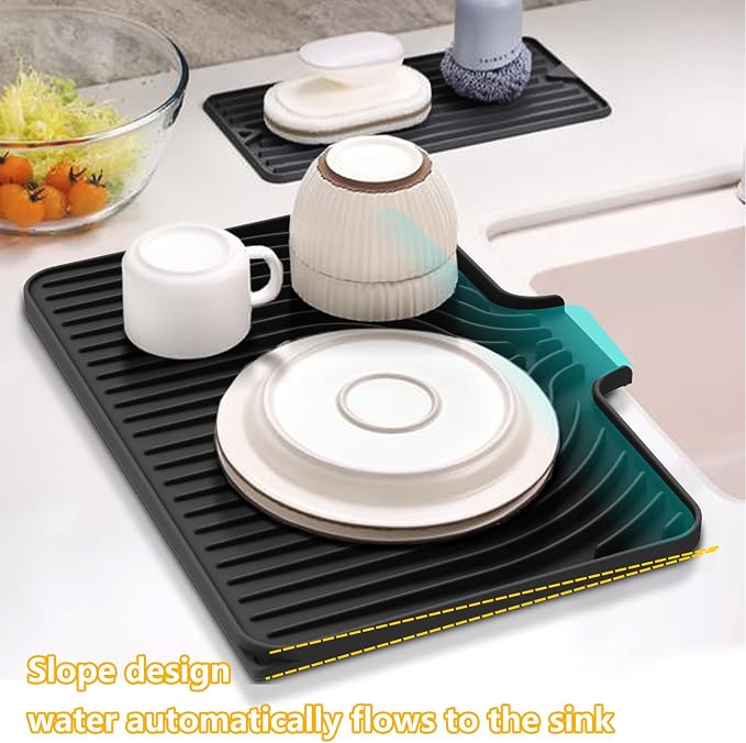 Silicone Dish Drying Mat for Kitchen Counter, Dish Drying Rack Mat - Image 5