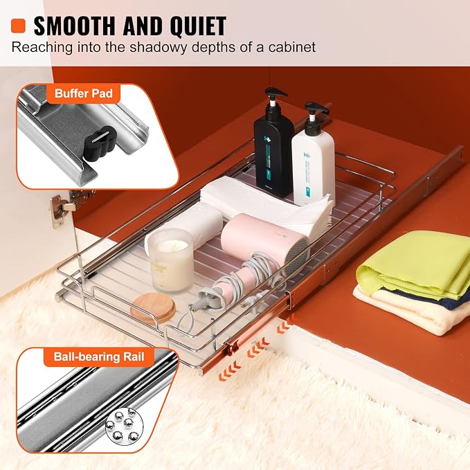 VEVOR 12.5"Wx21"Dx3.5"H Pull Out Cabinet Organizer, Heavy Duty Slide Out Pantry - Image 3
