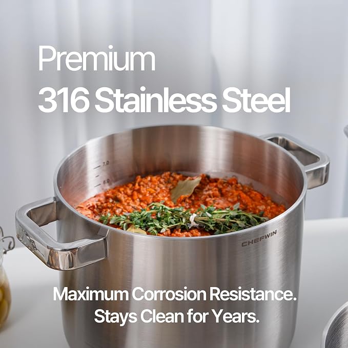 316 Stainless Steel 8.5 Quart Stock Pot - Image 3