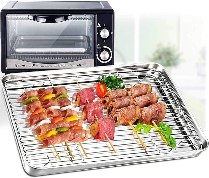 TeamFar Baking Tray and Rack Set, Stainless Steel Baking Pan Cookie Sheet - Image 3