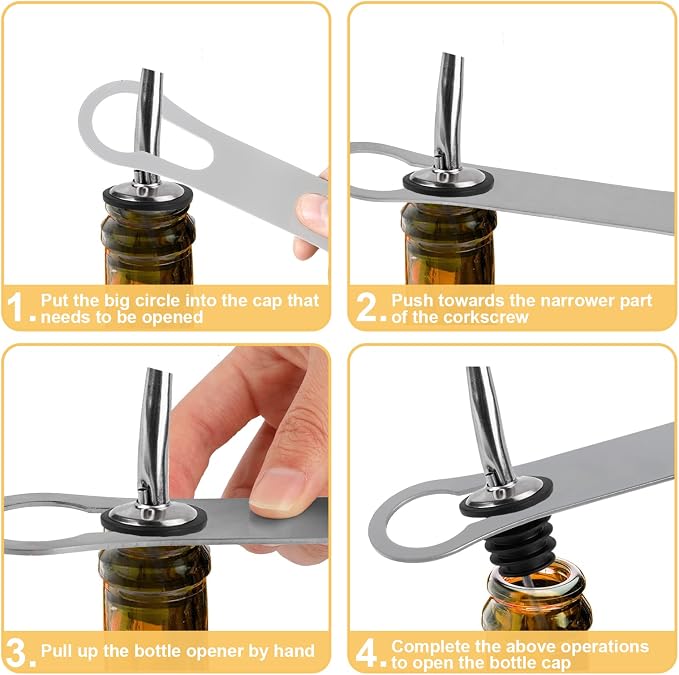 2 Pcs V Rod Bottle Opener Bartender, Pour Spout Removers Double Ended Flat - Image 3