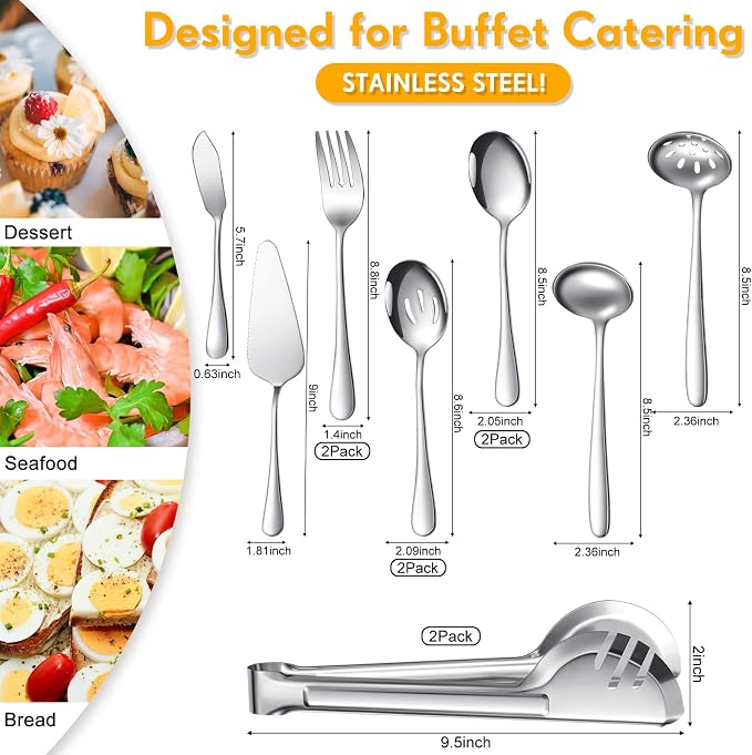 Patelai Serving Utensils Set Include Stainless Steel Large Spoons Slotted - Image 2