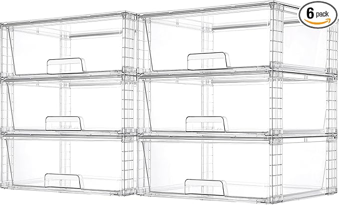 Vtopmart 6 Pack Large Stackable Storage Drawers, Easily Assemble Clear Acrylic by Vtopmart