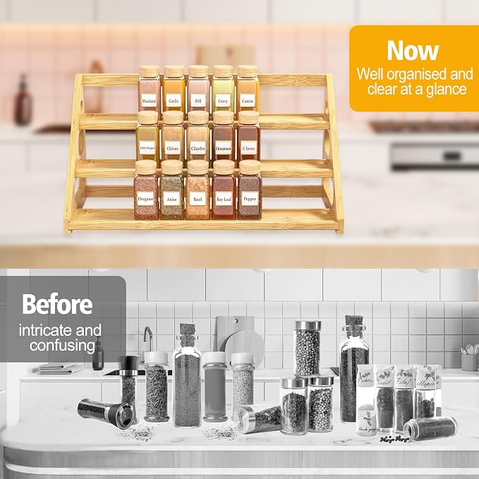 Spice Rack - Bamboo Wood Spice Rack Organization - Image 2