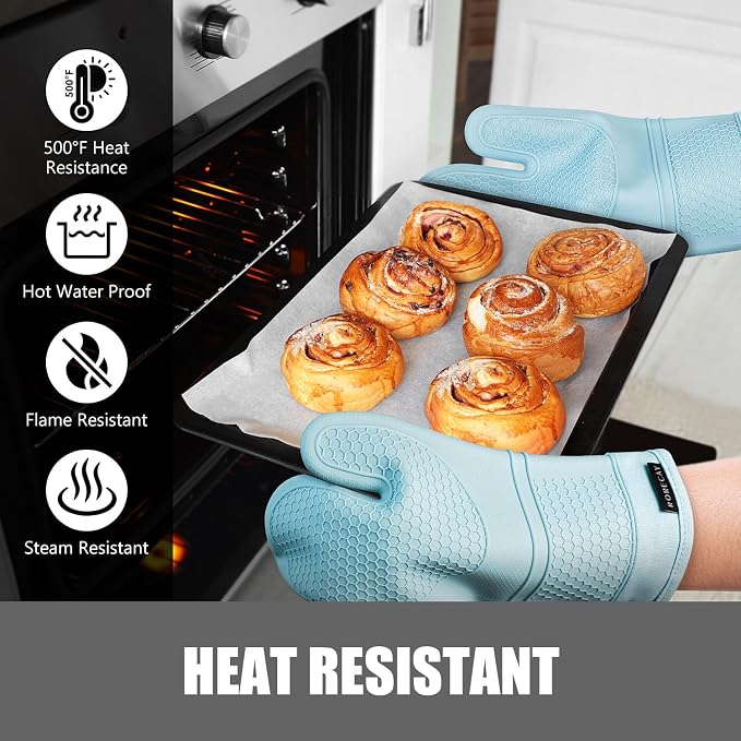 Rorecay 6pcs Oven Mitts and Pot Holders Sets, Extra Long Silicone Oven Gloves - Image 5
