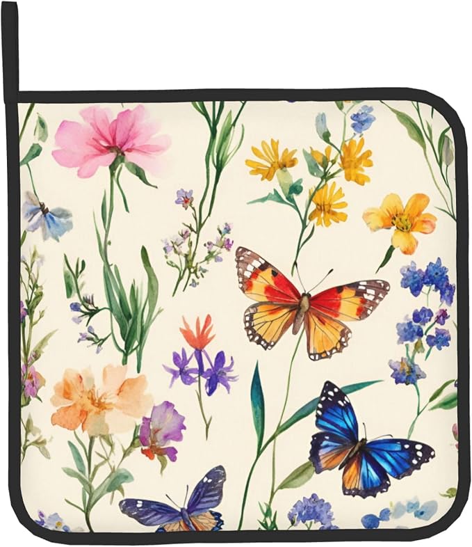 Vintage Floral Oven Mitts and Pot Holders Spring Summer Kitchen Accessories Set - Image 9