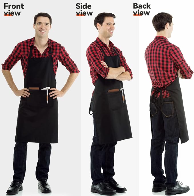 NLUS 2 Pack Kitchen Cooking Aprons, Adjustable Bib Soft Chef Apron - Image 3