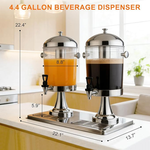 4.4 Gallon Iced Beverage Drink Dispenser, Stainless Steel Water Jar - Image 2