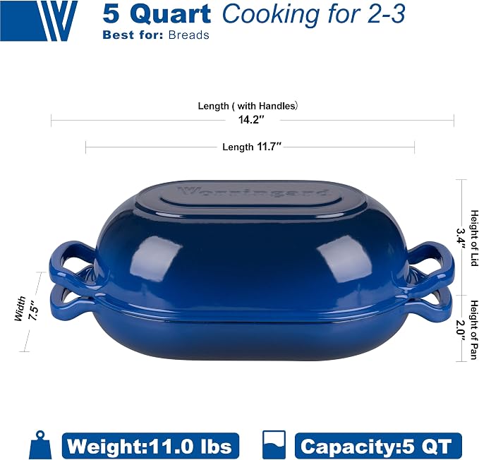 VORRINGARD Enameled Cast Iron Sourdough Bread Oven, Dutch Oven, Loaf Cast Iron - Image 2