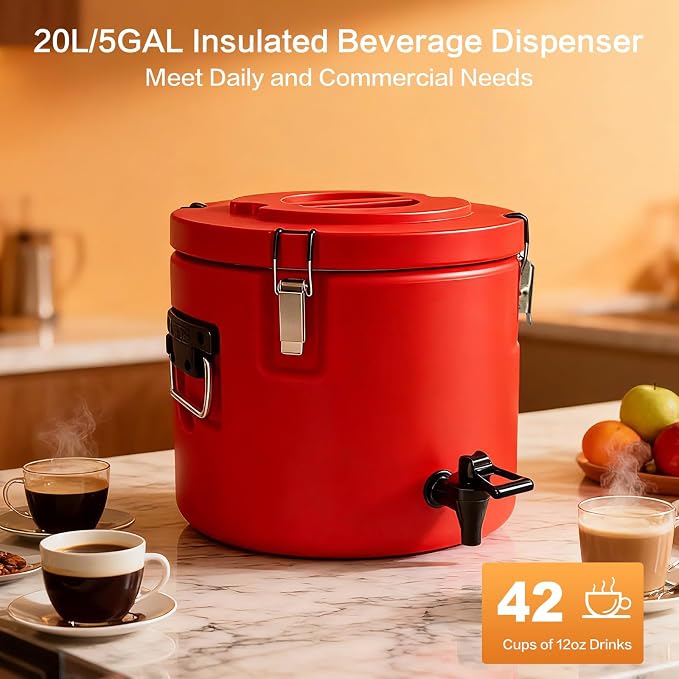 Insulated Beverage Dispenser, 20L/5 Gallon Thermal Hot & Cold Drink Dispenser - Image 3