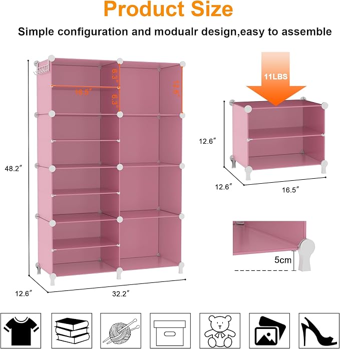 AWTATOS Closet Organizer 8 Cube Storage Shelves Clothes Organizers Closet - Image 3
