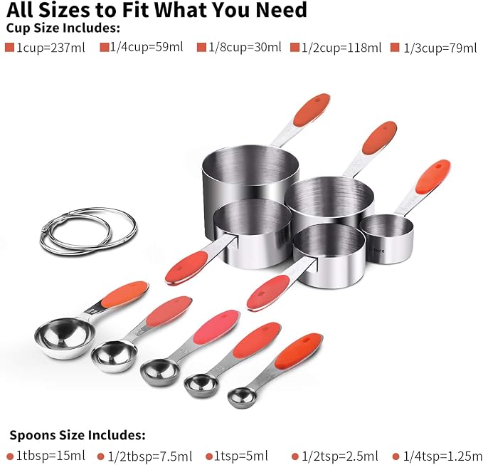 Measuring Cups : U-Taste 18/8 Stainless Steel Measuring Cups and Spoons Set of - Image 2