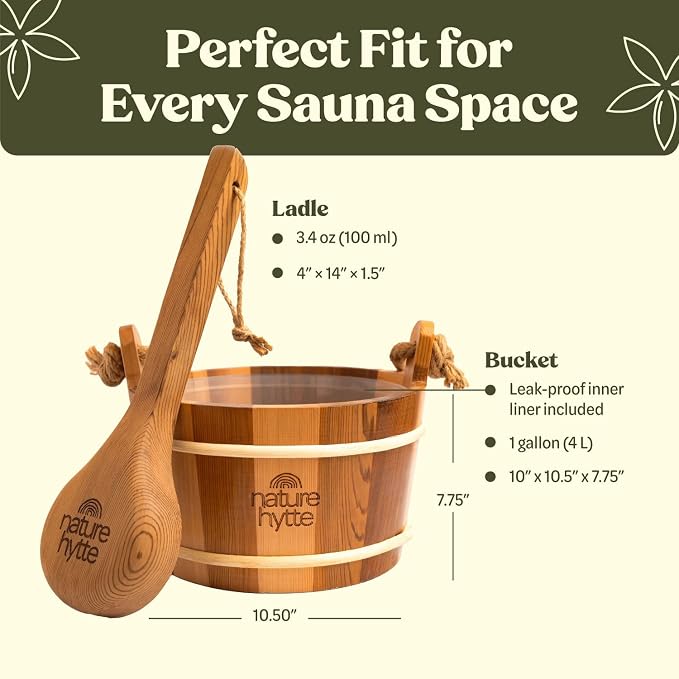 Red Cedar Sauna Bucket and Ladle Set 4L - Image 6