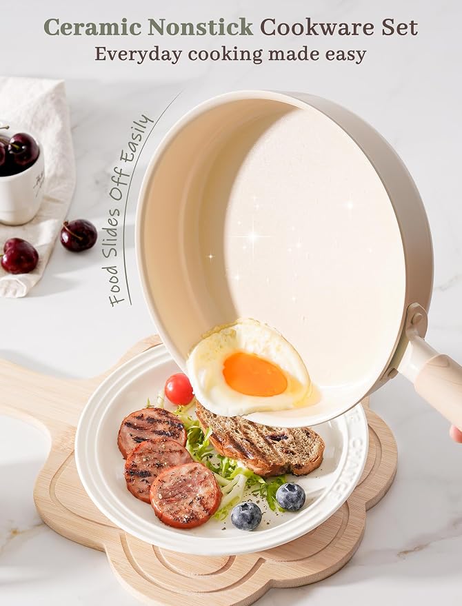 Astercook Pots and Pans Set Non Stick, Ceramic Cookware Set Non Toxic - Image 2