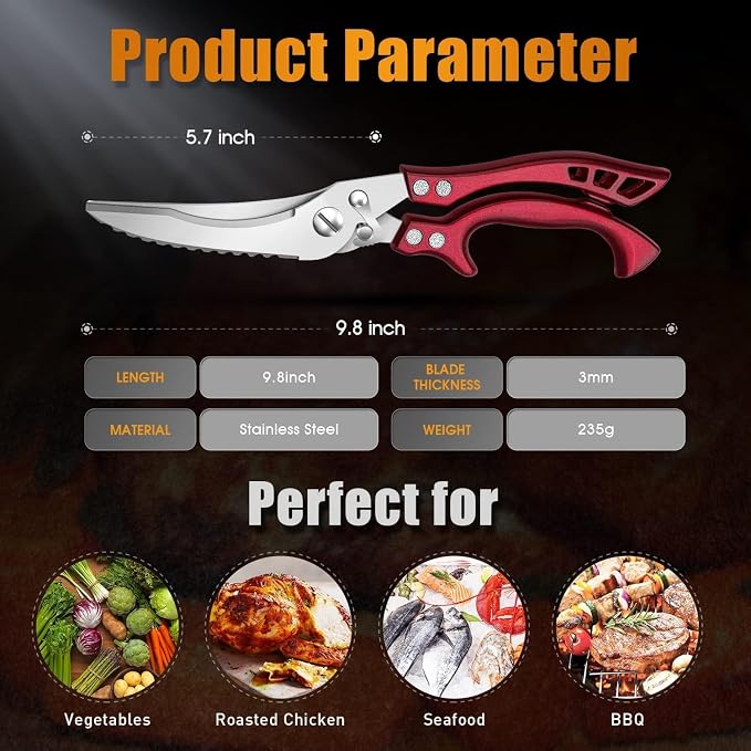 Dream Reach Poultry Shears, No Rust Spring Loaded, Gifts - Image 5