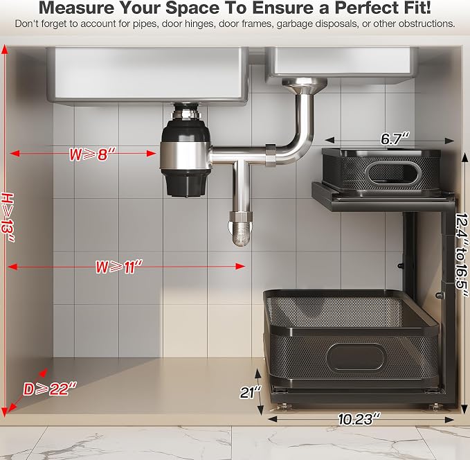 2 Pack 21IN-Depth Under Sink Organizer - Image 2