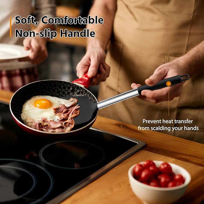 E-far Silicone Spatula Set of 2, Solid & Slotted Turner - Image 4