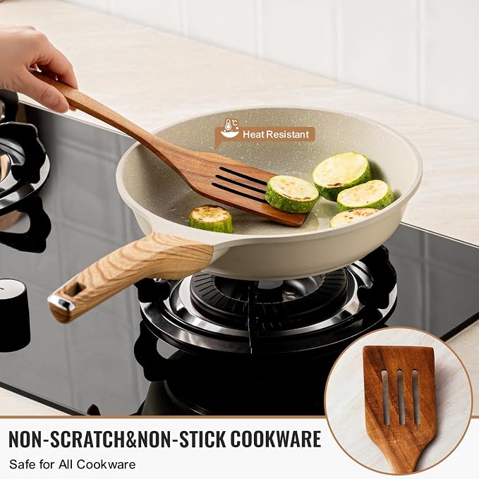 Terlulu 10 Pcs Wooden Spoons for Cooking, Natural Teak Wooden Kitchen Utensils - Image 5