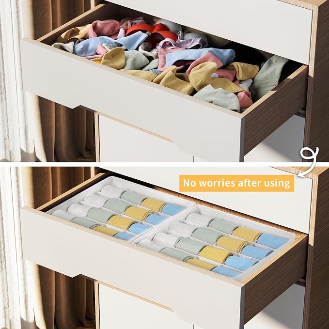 Joyoldelf Sock Drawer Organizer Divider, 16-Cell Underwear Organizers and - Image 7