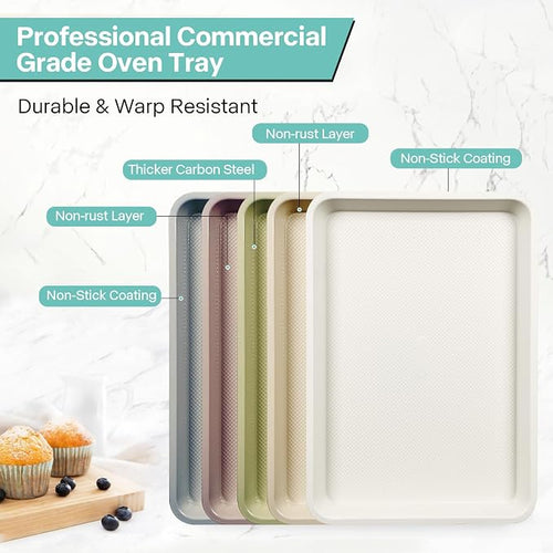 3-Pack Blue Ceramic-Coating Baking Sheet Pans, PFOA/PFOS/PTFE-Free Nonstick - Image 2