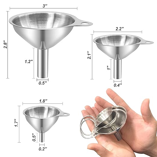 Anaeat Stainless Steel Mini Kitchen Funnel Set, 3 Pack Durable Metal Filling - Image 6