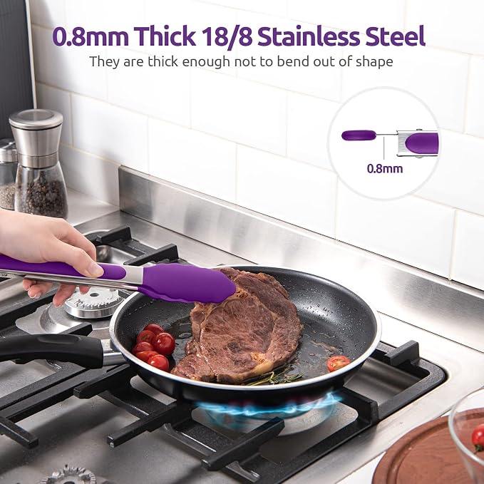 600ºF Heat Resistant Kitchen Tongs: U-Taste 9 inch Silicone Cooking Tong - Image 5