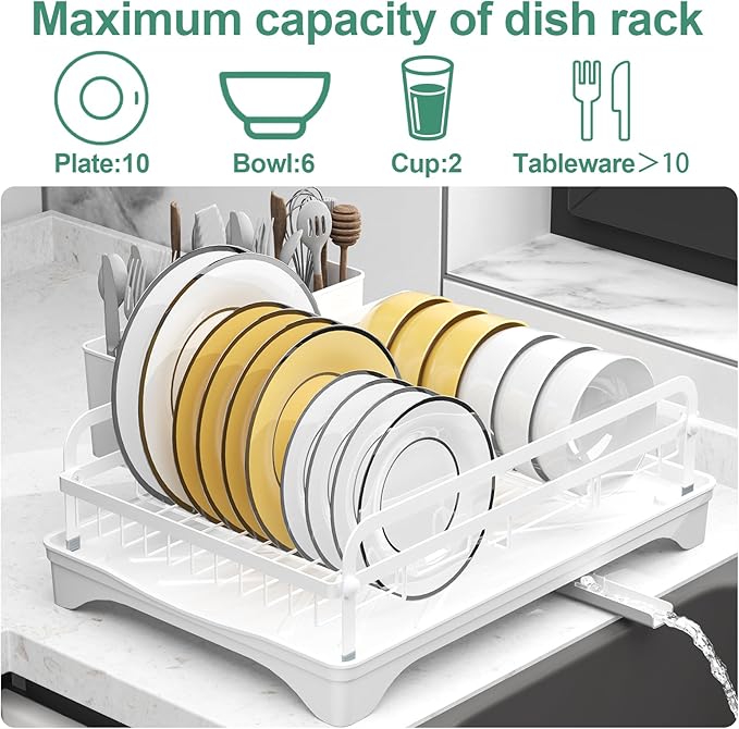 Dish Drying Rack, Dish Racks for Kitchen Counter, Metal Dish Drainer - Image 2