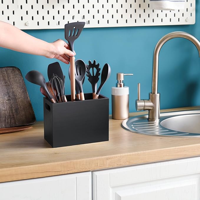 ALELION Black Utensil Holder for Kitchen Counter - Image 2