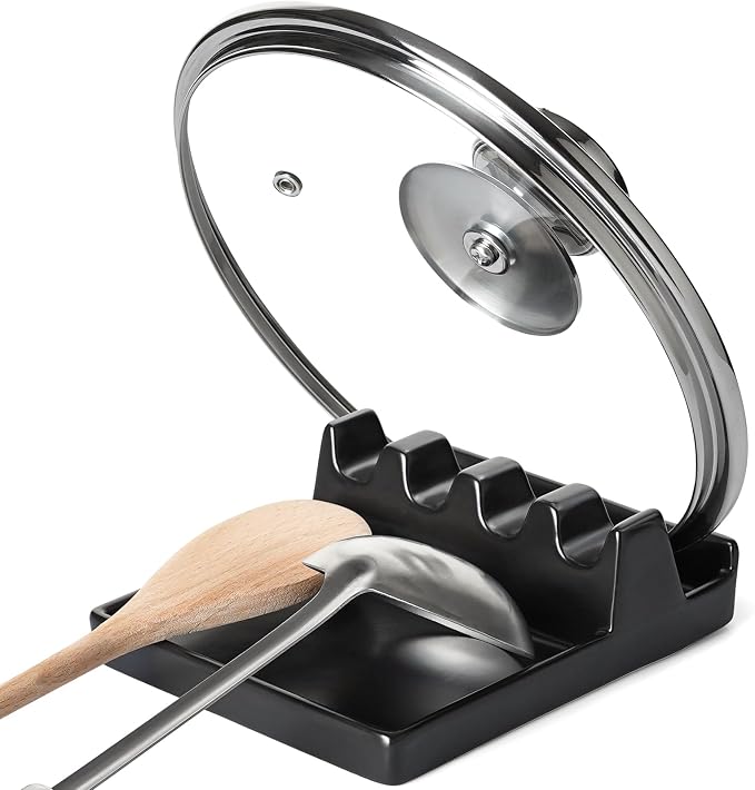 LE TAUCI Ceramic Spoon Rest for Stove Top, 5.3inch Pot Lid Holder for Kitchen by LETAUCI