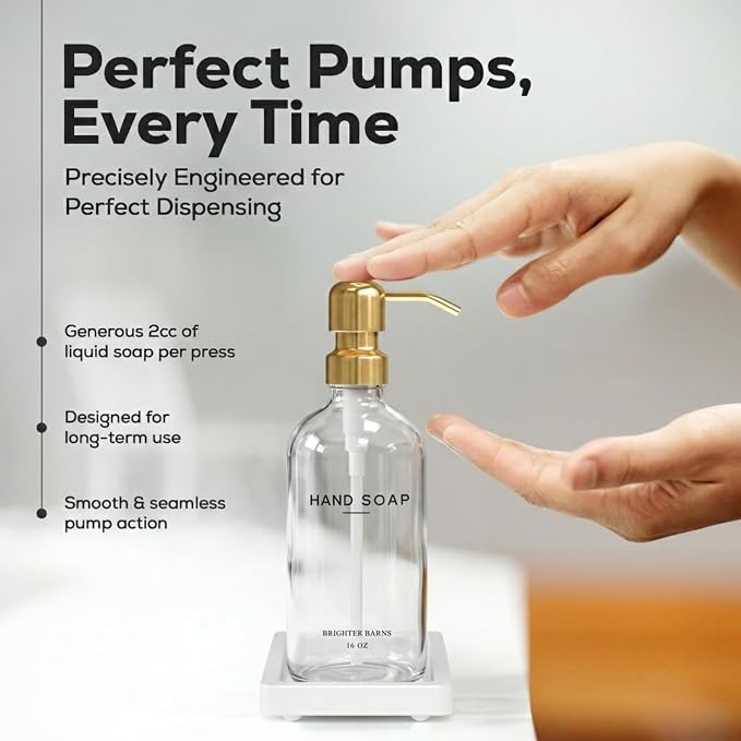 Luxury Glass Hand and Dish Soap Dispenser Set by Brighter Barns - Image 4
