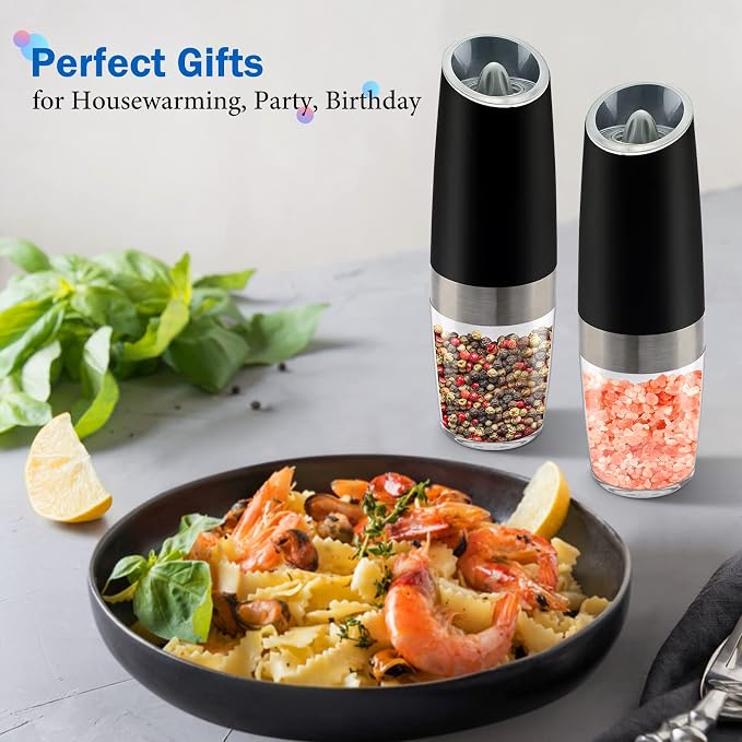Gravity Electric Salt and Pepper Grinder Set, Battery Powered LED Light One - Image 5