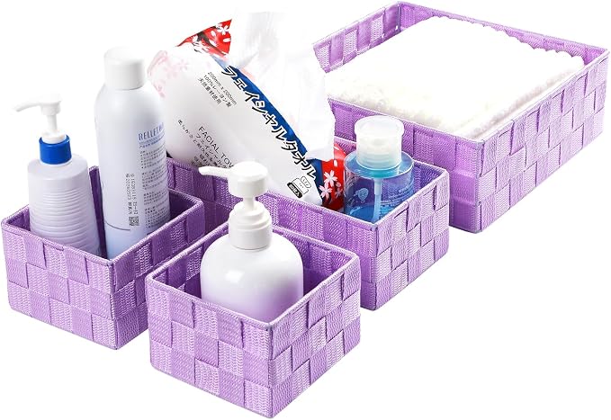 Posprica Woven Storage Baskets for Organizing, Small Black Baskets Cube Bin - Image 7