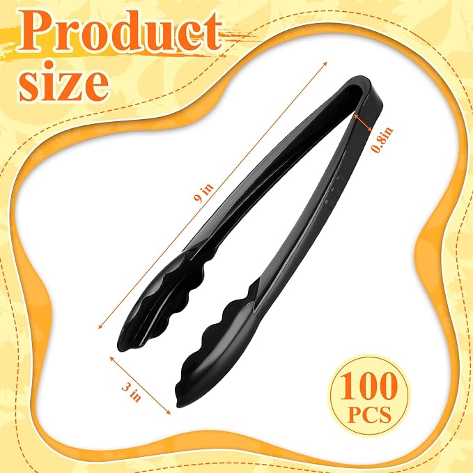 Tessco for you 100 Pcs Plastic Tongs for Serving Bulk, 9 Inch Plastic - Image 2
