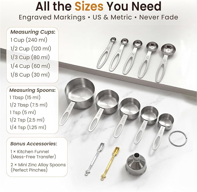 13PCS Stainless Steel Measuring Cups and Spoons Set - Image 7