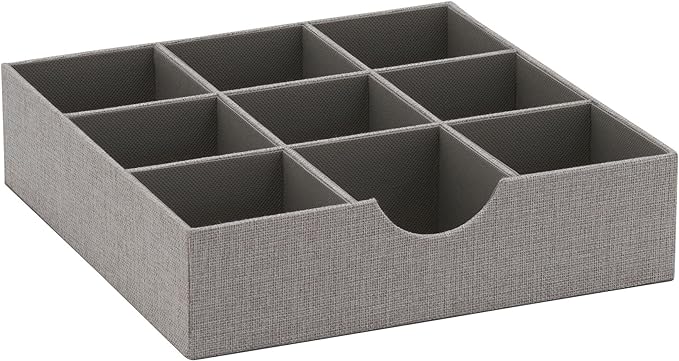 Household Essentials Grey 728-1 Deep 9 Section Drawer Organizer Box by HouseholdEssentials
