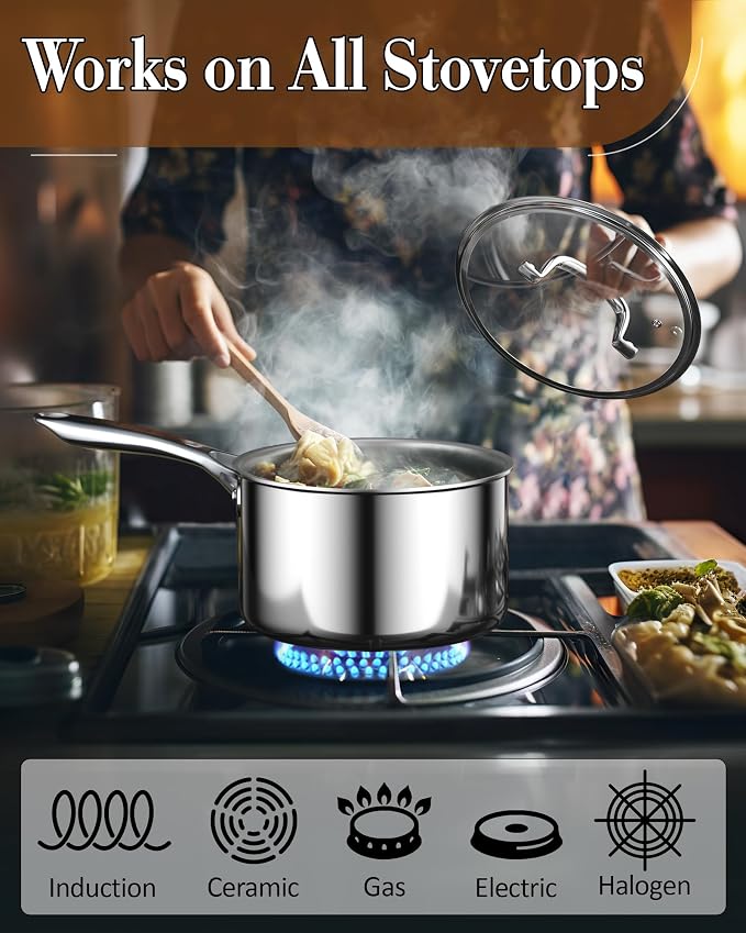 Cook N Home Stainless Steel Sauce Pan - Image 3