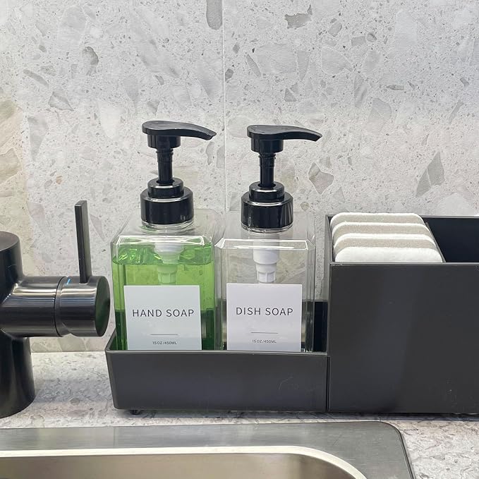Clear Soap Dispenser with Waterproof Labels, Thickened Plastic Hand Soap - Image 8