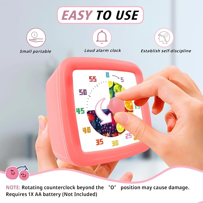 Visual Timer for Kids 60 Minute, Fruit Themed Silent Countdown Clock for Girls - Image 3