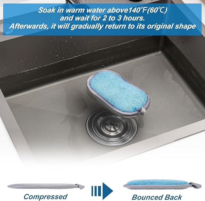 Dual-Sided Multi-Purpose Scrub Sponges, Non-Scratch Dishwashing Sponges - Image 3