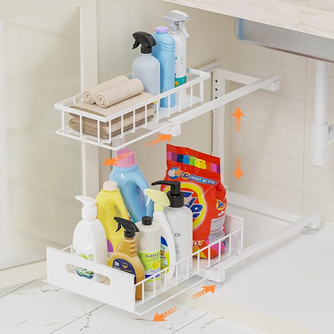 Under Sink Organizer, Heavy Duty Metal Pull Out Cabinet Organizer Slide Out by Toyear