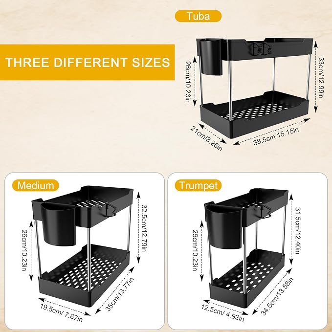 3 Pack Under Sink Organizers and Storage, 2 Tier Bathroom Cabinet Organizer - Image 3