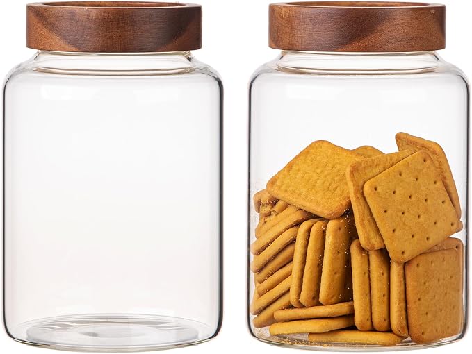 2 PCS Large Glass Jars with Wooden Airtight Lid 60 oz /1800ml - Image 3