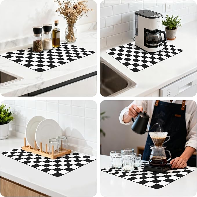 16" x 24" Checkered Dish Drying Mat - Image 8