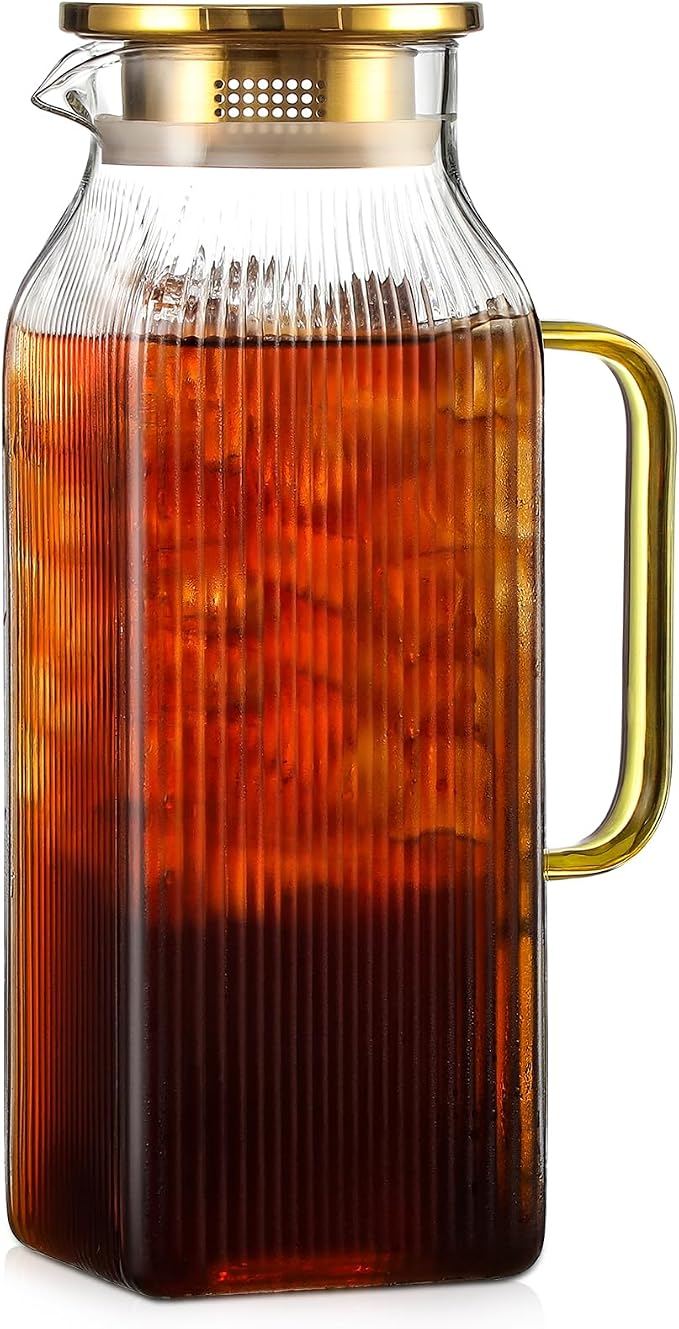 2 Liter/68 oz Square Glass Pitcher by Unknown