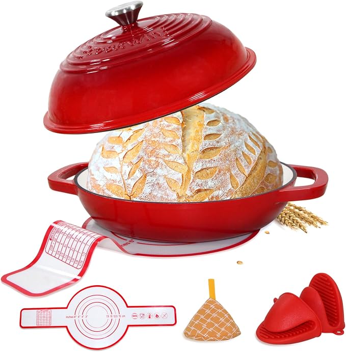 Enameled Cast Iron Bread Oven, 6 Quart Dutch Oven by COOKWINCastIron