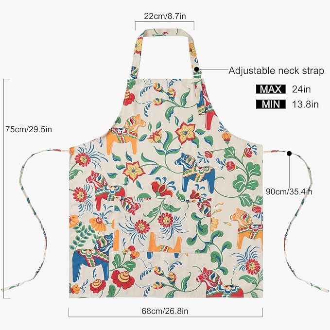 DILLMAN Aprons for Women with Pockets Cotton Linen Cooking Kitchen Baking Soft - Image 3