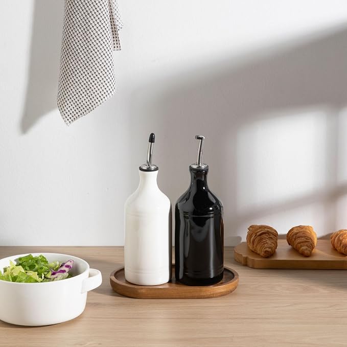 Sweejar Ceramic Olive Oil Dispenser Bottle Set, Opaque Oil Cruet Protects to - Image 5