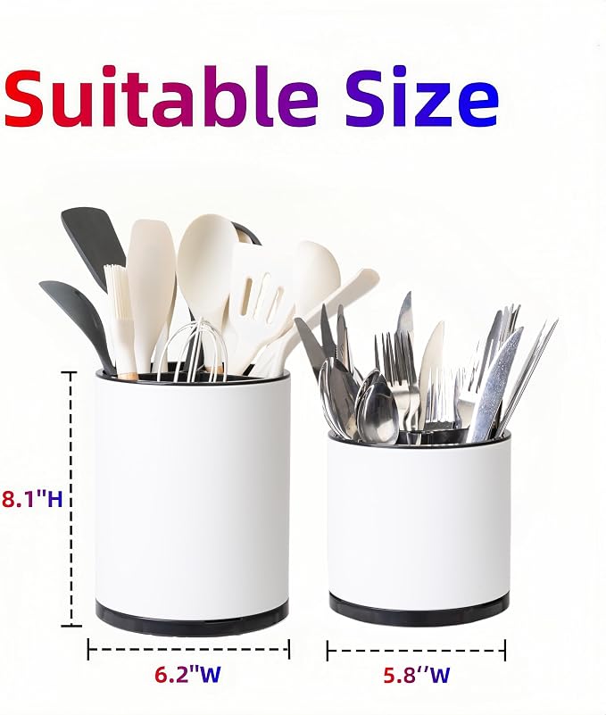 LIBODOUR Kitchen Utensil Holder Extra Large Rotating - Image 4
