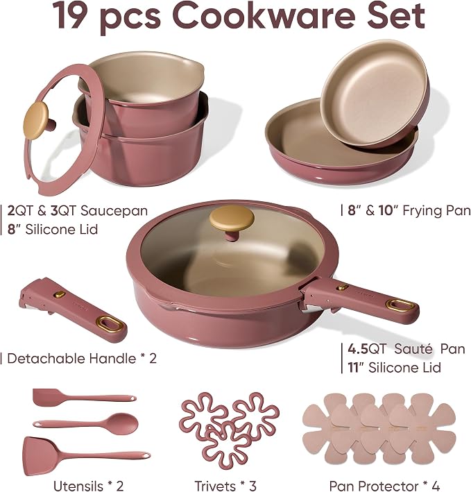 CAROTE 19 Pcs Pots and Pans Set, Nonstick Cookware Sets - Image 2